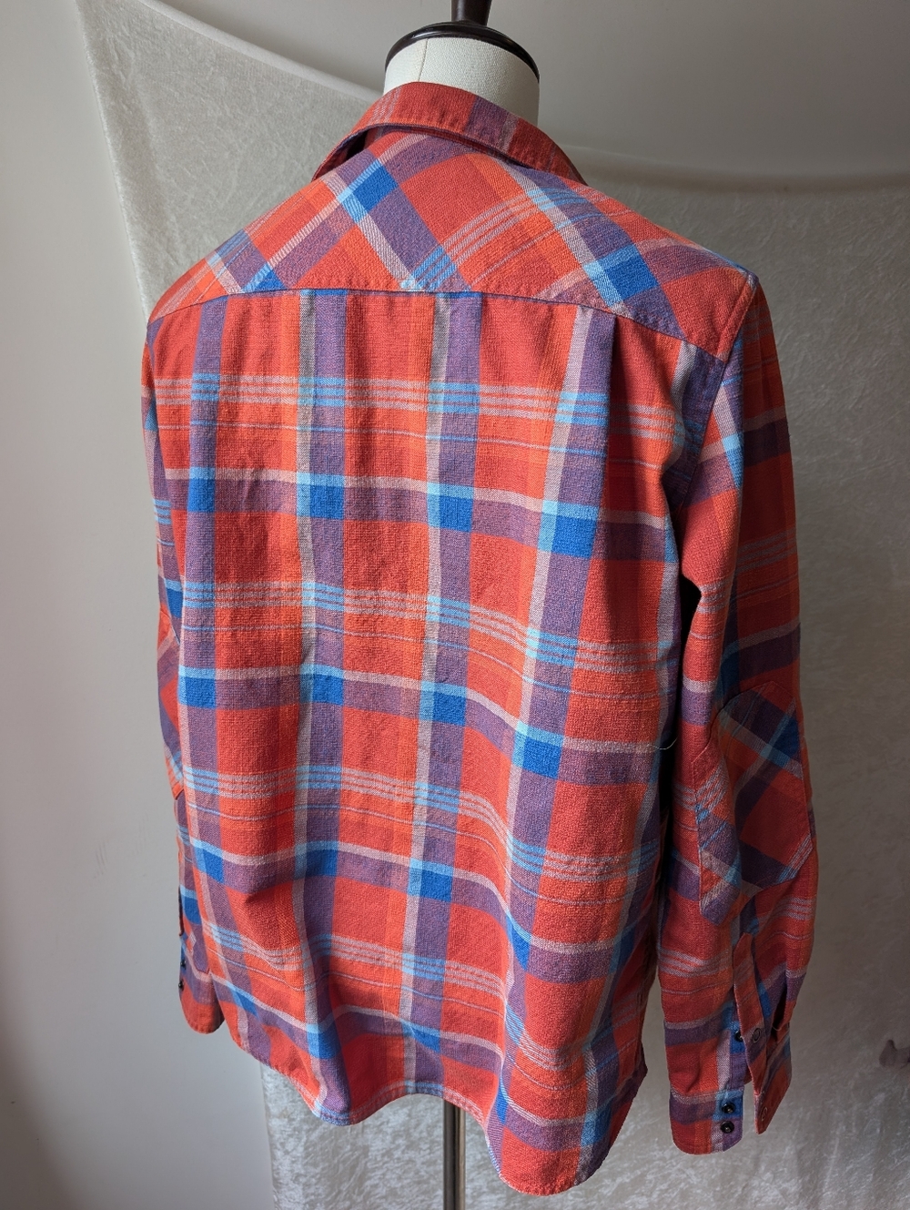 LL Bean Heavyweight Cotton Wool Snap Button Down Collared Shirt Elbow Patch - Picture 3 of 5